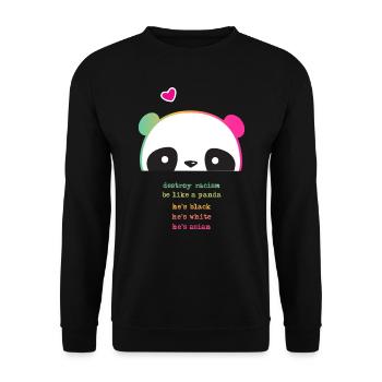 Destroy Racism - Be like a Panda - Unisex Sweatshirt - black - Front - Alina (178cm) & Michal (187cm)