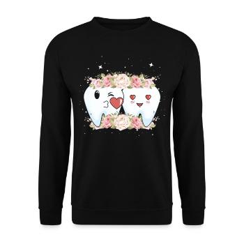Zahnarzt Zahnärztin Hochzeit Heirat Liebe - Unisex Pullover - Schwarz - Vorne - Alina (178cm) & Michal (187cm)