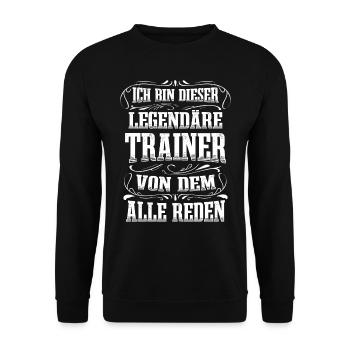 Trainer Legende Fitnesstrainer Sportlehrer - Unisex Pullover - Schwarz - Vorne - Alina (178cm) & Michal (187cm)