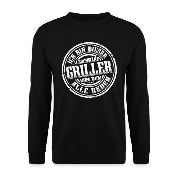 Grill Legende Grillmeister Grillen BBQ Griller - Unisex Pullover - Schwarz - Vorne - Alina (178cm) & Michal (187cm)