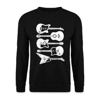 Retro Guitar Guitarist Vintage Guitarists - Unisex Sweatshirt - black - Front - Alina (178cm) & Michal (187cm)