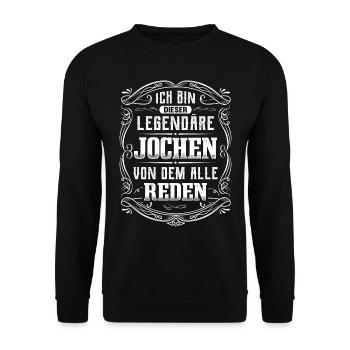 Ich bin dieser legendäre Jochen - Unisex Pullover - Schwarz - Vorne - Alina (178cm) & Michal (187cm)