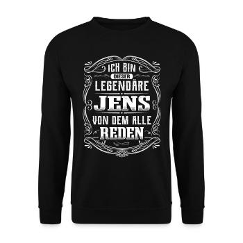 Ich bin dieser legendäre Jens - Unisex Pullover - Schwarz - Vorne - Alina (178cm) & Michal (187cm)