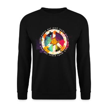 Faites de la paix et non de la guerre - Signe de paix - Paix - Sweat-shirt Unisexe - noir - Devant - Alina (178cm) & Michal (187cm)