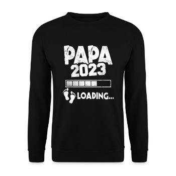 Werdender Papa 2023 Loading Nachwuchs Vater - Unisex Pullover - Schwarz - Vorne - Alina (178cm) & Michal (187cm)