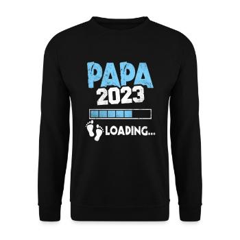 Werdender Papa 2023 Loading Nachwuchs Vater - Unisex Pullover - Schwarz - Vorne - Alina (178cm) & Michal (187cm)
