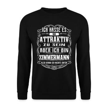 Zimmermann Handwerker Lustig Zimmerer - Unisex Pullover - Schwarz - Vorne - Alina (178cm) & Michal (187cm)