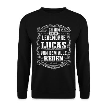 Ich bin dieser legendäre Lucas - Unisex Pullover - Schwarz - Vorne - Alina (178cm) & Michal (187cm)