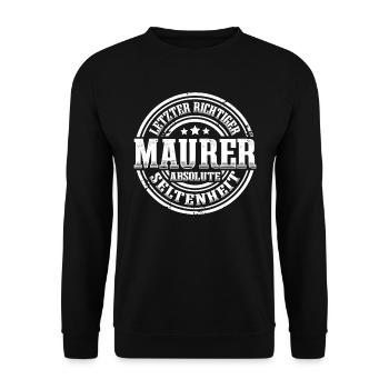 Letzter Maurer Absolute Seltenheit - Unisex Pullover - Schwarz - Vorne - Alina (178cm) & Michal (187cm)
