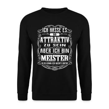 Meister Handwerker Lustig Meisterprüfung - Unisex Pullover - Schwarz - Vorne - Alina (178cm) & Michal (187cm)