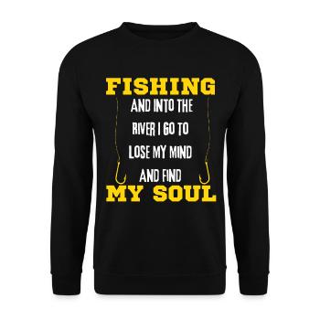 Fishing And Into The River I Go To Lose My Mind - Sweat-shirt Unisexe - noir - Devant - Alina (178cm) & Michal (187cm)