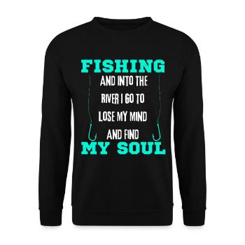 Fishing And Into The River I Go To Lose My Mind - Sweat-shirt Unisexe - noir - Devant - Alina (178cm) & Michal (187cm)