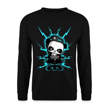 Süßer Gaming Panda, PEW PEW, Halloween, Horror - Unisex Pullover - Schwarz - Vorne - Alina (178cm) & Michal (187cm)