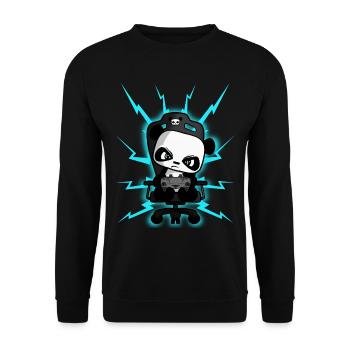 Cute Gaming Panda, PEW PEW, Nerd, Gamer, Gaming - Unisex Sweatshirt - black - Front - Alina (178cm) & Michal (187cm)