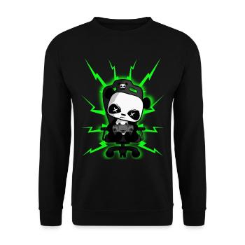 Cute Gaming Panda, PEW PEW, Halloween, Horror - Unisex Sweatshirt - black - Front - Alina (178cm) & Michal (187cm)