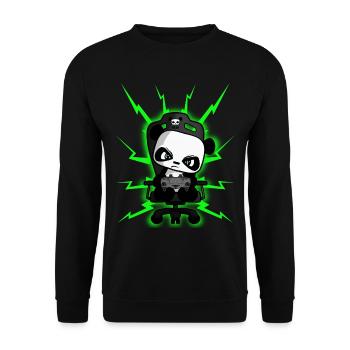 Cute Gaming Panda, PEW PEW, Nerd, Gamer, Gaming - Unisex Sweatshirt - black - Front - Alina (178cm) & Michal (187cm)