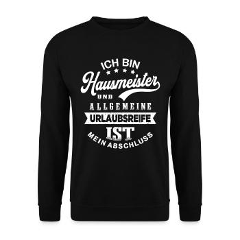 Hausmeister Urlaub Lustiges Facility Manager - Unisex Pullover - Schwarz - Vorne - Alina (178cm) & Michal (187cm)