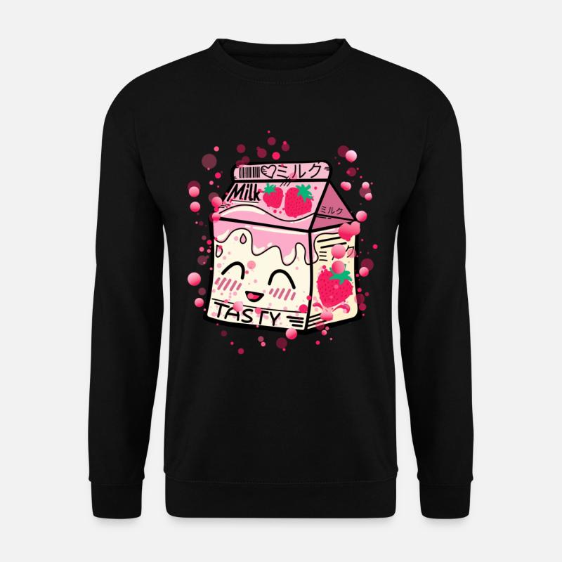 Erdbeer Milch Packung kawaii - Unisex Pullover - Schwarz