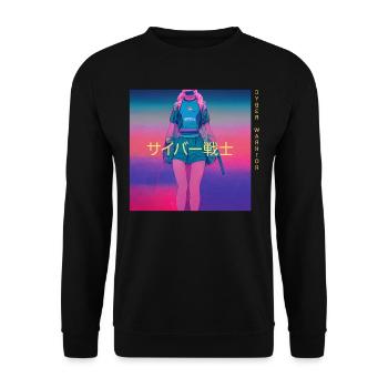 Cyber Warrior Cyberkrieger - Unisex Sweatshirt - black - Front - Alina (178cm) & Michal (187cm)