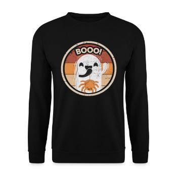 Ghost Costume Ghost Halloween Ghost - Unisex Sweatshirt - black - Front - Alina (178cm) & Michal (187cm)