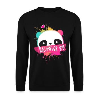 Devise bachelor '23 avec Panda - Diplôme universitaire 2023 - Sweat-shirt Unisexe - noir - Devant - Alina (178cm) & Michal (187cm)