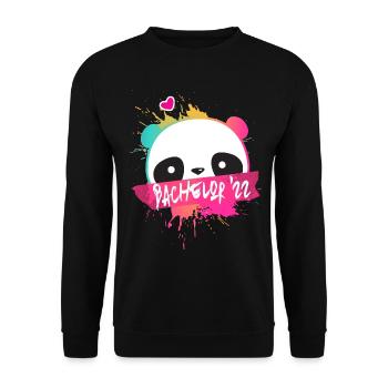 Bchelor '22 Motto mit Panda - Uni Abschluss 2022 - Unisex Pullover - Schwarz - Vorne - Alina (178cm) & Michal (187cm)