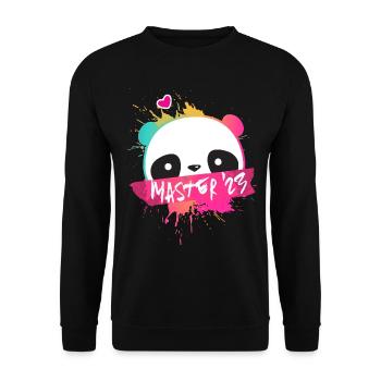 Master '23 Motto with Panda - Uni Graduation 2023 - Unisex Sweatshirt - black - Front - Alina (178cm) & Michal (187cm)