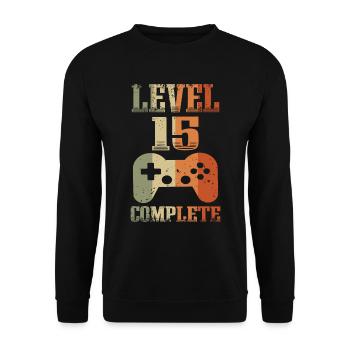 15ème anniversaire Niveau 15 ans Joueur débloqué - Sweat-shirt Unisexe - noir - Devant - Alina (178cm) & Michal (187cm)