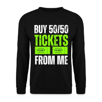 Kaufen Sie 5050 Tickets von mir - Unisex Pullover - Schwarz - Vorne - Alina (178cm) & Michal (187cm)