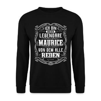 Ich bin dieser legendäre Maurice - Unisex Pullover - Schwarz - Vorne - Alina (178cm) & Michal (187cm)