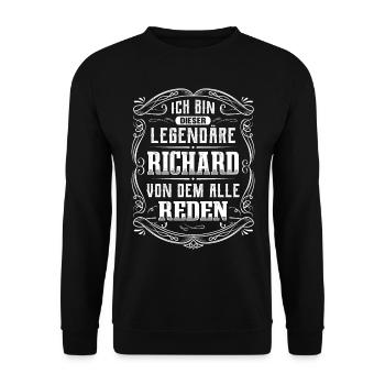 Ich bin dieser legendäre Richard - Unisex Pullover - Schwarz - Vorne - Alina (178cm) & Michal (187cm)