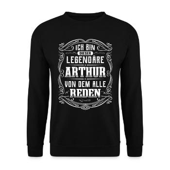 Ich bin dieser legendäre Arthur - Unisex Pullover - Schwarz - Vorne - Alina (178cm) & Michal (187cm)
