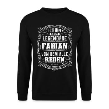 Ich bin dieser legendäre Fabian - Unisex Pullover - Schwarz - Vorne - Alina (178cm) & Michal (187cm)