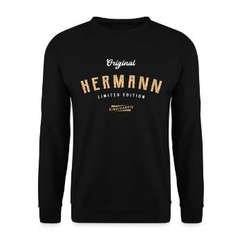 Hermann Limited Edition - Unisex Pullover - Schwarz - Vorne - Alina (178cm) & Michal (187cm)
