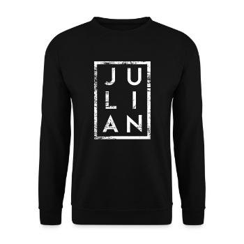 Julian Minimalismus - Unisex Pullover - Schwarz - Vorne - Alina (178cm) & Michal (187cm)