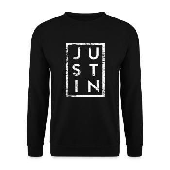 Justin Minimalismus - Unisex Pullover - Schwarz - Vorne - Alina (178cm) & Michal (187cm)