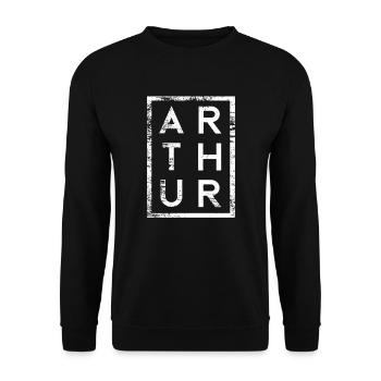 Arthur Minimalismus - Unisex Pullover - Schwarz - Vorne - Alina (178cm) & Michal (187cm)