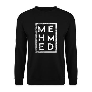 Mehmed Minimalismus - Unisex Pullover - Schwarz - Vorne - Alina (178cm) & Michal (187cm)