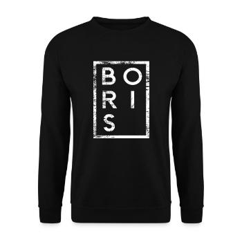 Boris Minimalismus - Unisex Pullover - Schwarz - Vorne - Alina (178cm) & Michal (187cm)