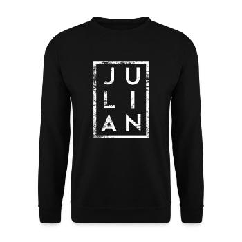 Julian Minimalismus - Unisex Pullover - Schwarz - Vorne - Alina (178cm) & Michal (187cm)