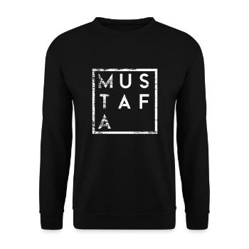 Mustafa Minimalismus - Unisex Pullover - Schwarz - Vorne - Alina (178cm) & Michal (187cm)
