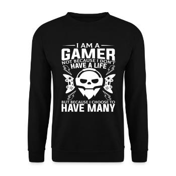 Je suis un joueur - Drôle de jeu - Sweat-shirt Unisexe - noir - Devant - Alina (178cm) & Michal (187cm)