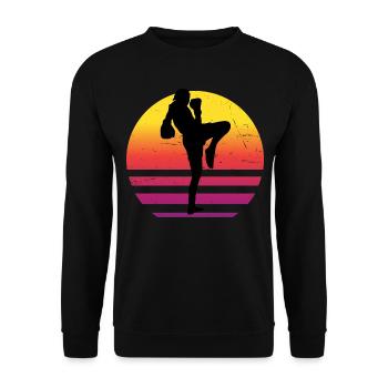 Damen Thaiboxer Thaibox Thaiboxen Muay Thai - Unisex Pullover - Schwarz - Vorne - Alina (178cm) & Michal (187cm)