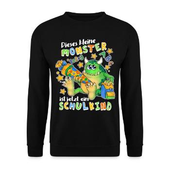 Dieses kleine Monster ist jetzt ein Schulkind - Unisex Pullover - Schwarz - Vorne - Alina (178cm) & Michal (187cm)