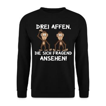 Drei Affen - Unisex Pullover - Schwarz - Vorne - Alina (178cm) & Michal (187cm)