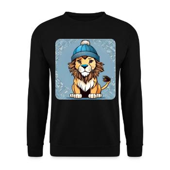 Lion cool avec chapeau d’hiver - Sweat-shirt Unisexe - noir - Devant - Alina (178cm) & Michal (187cm)