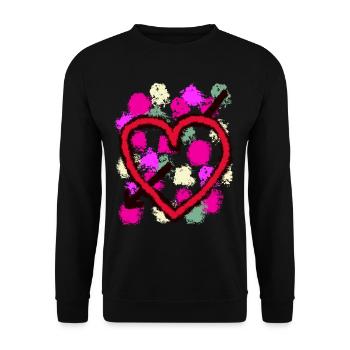 i love lieben verliebt Freundin Freund Herz Amor - Unisex Pullover - Schwarz - Vorne - Alina (178cm) & Michal (187cm)