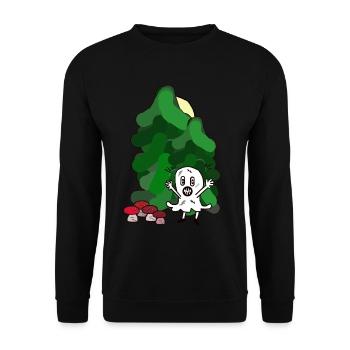 Wald Gespenst Geist Oktober Pilze Tannen Natur - Unisex Pullover - Schwarz - Vorne - Alina (178cm) & Michal (187cm)