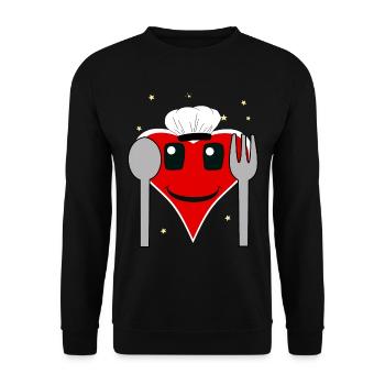 Heart Love Chef Cooking Restaurant Local Gourmet - Unisex Sweatshirt - black - Front - Alina (178cm) & Michal (187cm)