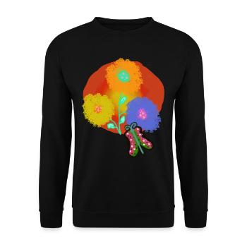 Sommer Sonne Blumen Falter Schmetterling Garten - Unisex Pullover - Schwarz - Vorne - Alina (178cm) & Michal (187cm)
